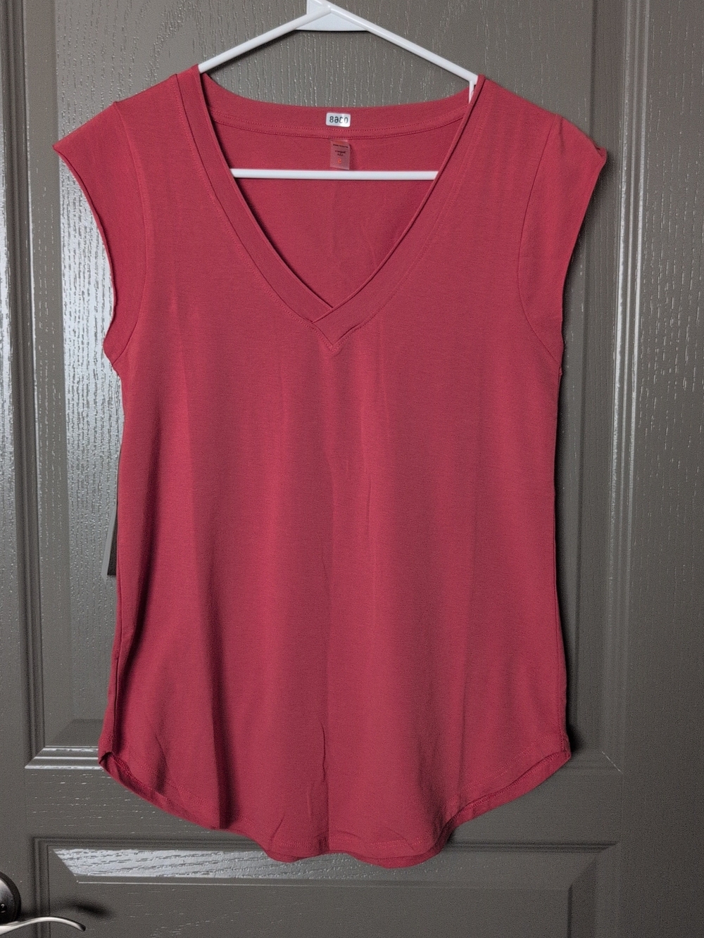 Mono B Rose V-Neck Cap Sleeve Tank Top
